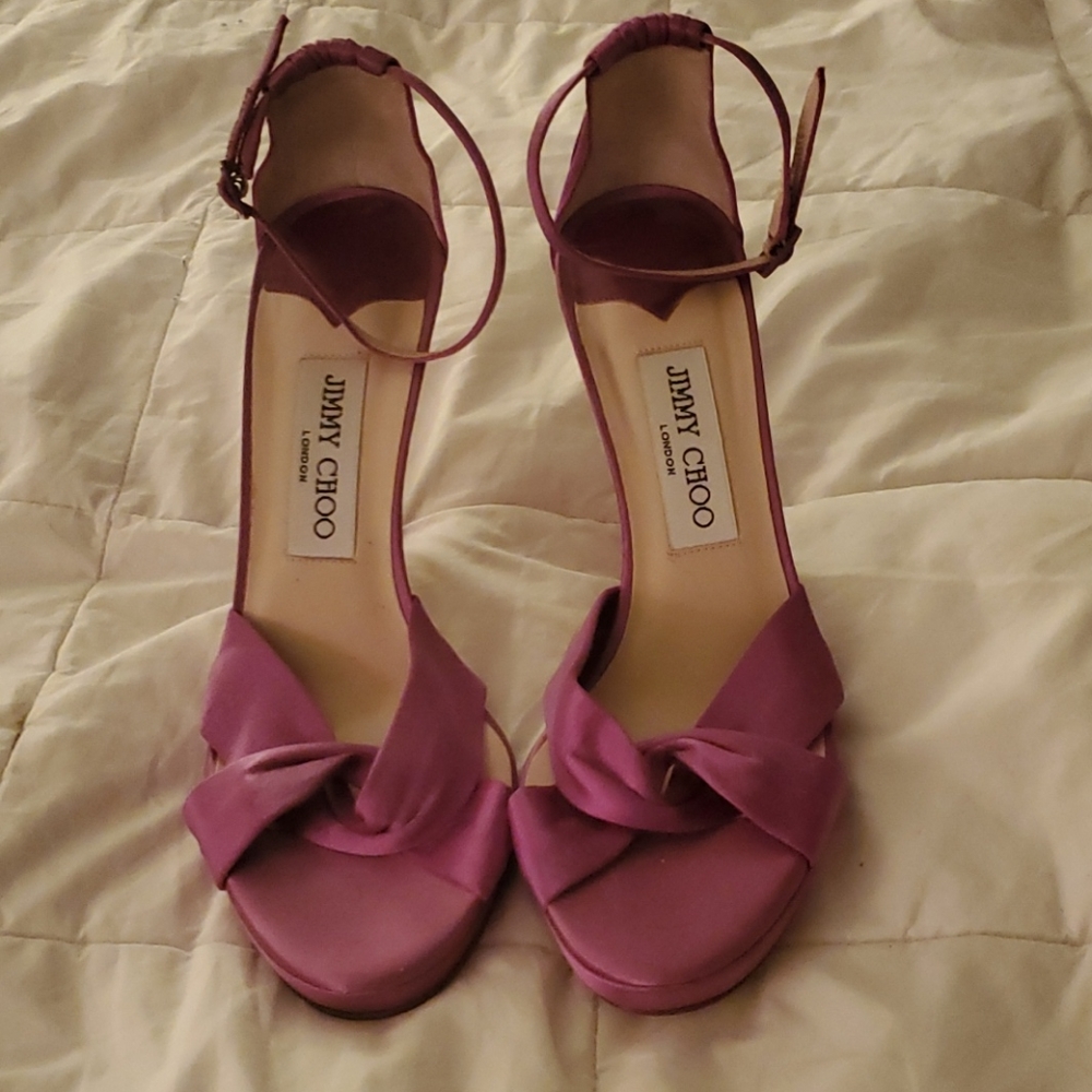 Jimmy Choo Satin Ankle Strap Heels size 37.5